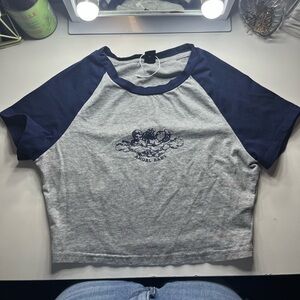 angel baby crop top navy blue and grey